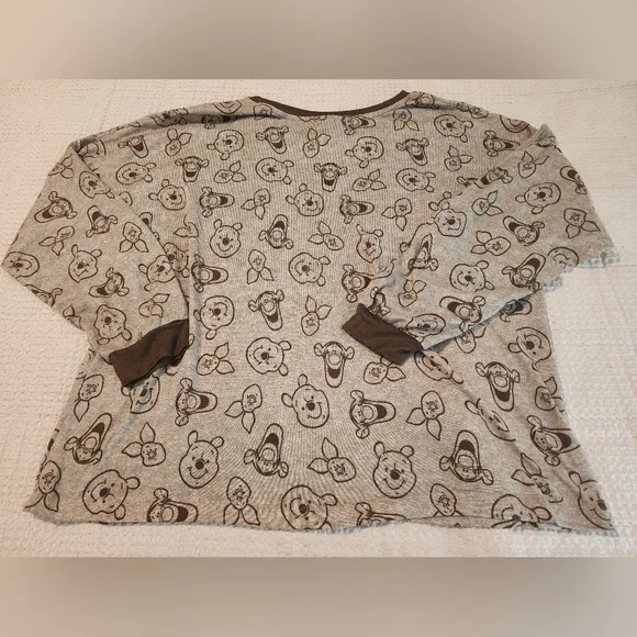 Disney Winnie the Pooh Print Soft Pajamas Browns 2X-3X Cozy Fairycore Whimsical - Picture 7 of 12